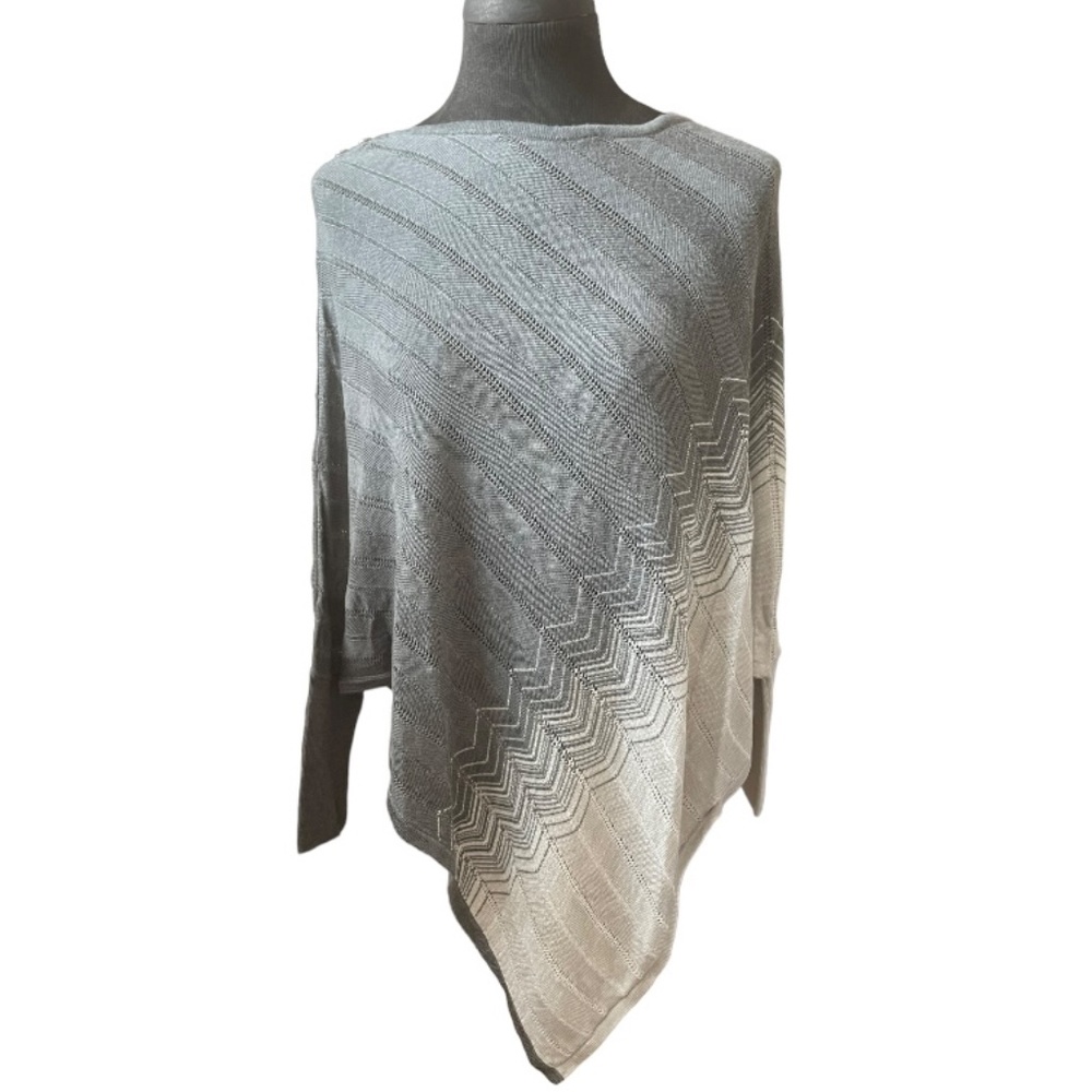 #16 White House Black Market Sparkly Silver-Gray Batwing Sleeve Handkerchief Top - Picture 9 of 9